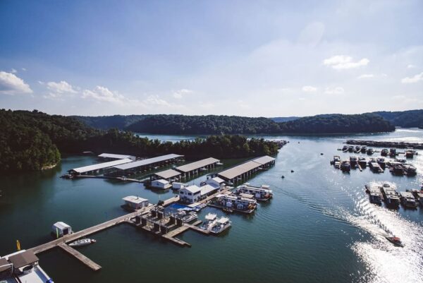 aerial view of marina